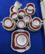 A Shelley 11399 pattern tea service comprising sixteen trios, cake plate, two extra side plates