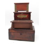 A collection of wooden boxes, to include a late-Victorian miniature kist with brass plaque affixed