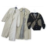 A  collection of designer coats and clothes including Aquascutum, Jaeger, Feraud, Daks, Yves Saint