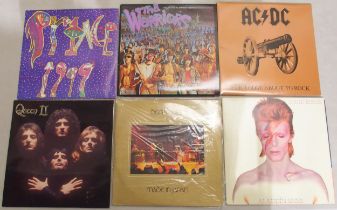 VINYL RECORDS a collection of heavy rock, prog rock, funk, pop LP records in six carry cases with