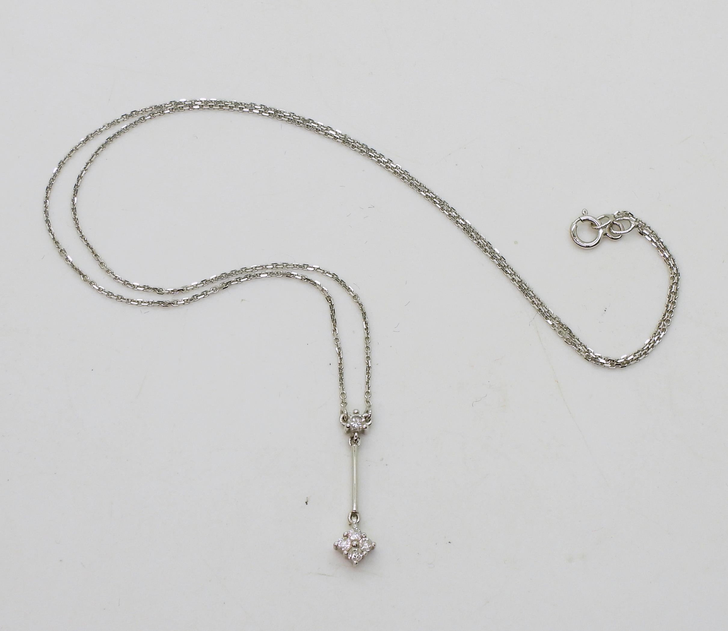 An 18ct white gold diamond pendant necklet, set with estimated approx 0.12cts of brilliant cut - Image 2 of 2