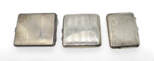 A George V silver cigarette case, by H Bros, Birmingham 1931, the body with engine-turned