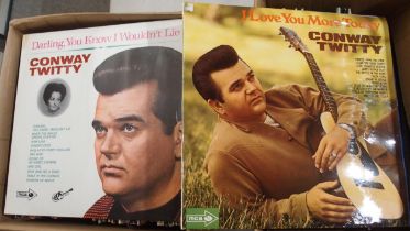 VINYL RECORDS a box of Rock n' Roll, and country vinyl records with Conway Twitty, Chet Atkins,