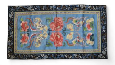 A Chinese silk panel and a Eastern throw Condition Report:Available upon request