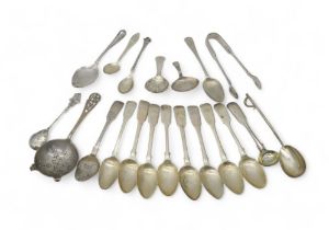 A collection of silver flatware, including a set of George IV teaspoons, London, a Georgian silver