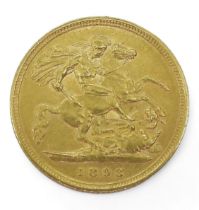 VICTORIA ½ Sovereign 1893 Obverse crowned bust of Queen Victoria facing left, veiled and draped,