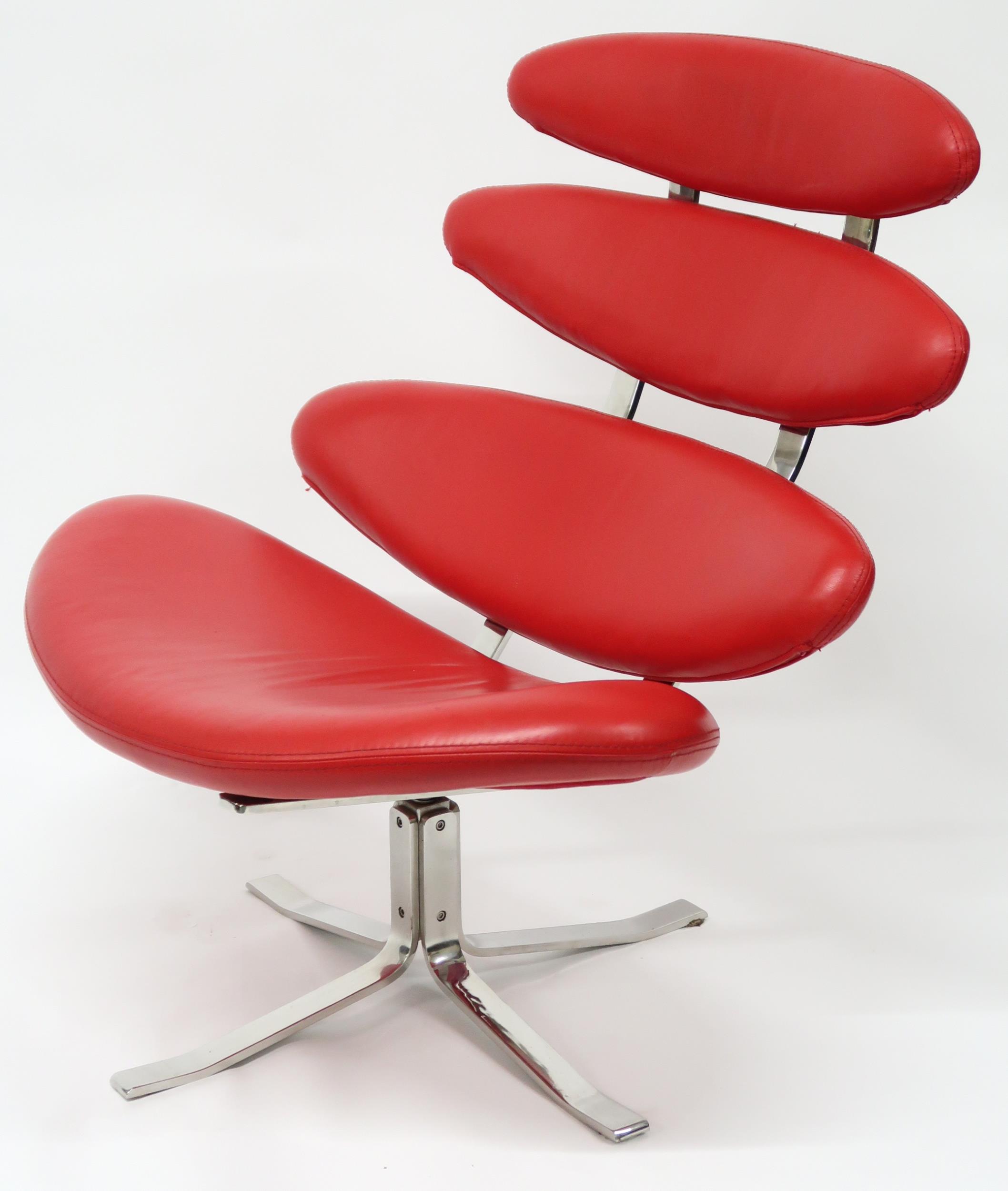 A CONTEMPORARY AFTER POUL VOLTHER "EJ5 CORONA" LOUNGE CHAIR AND STOOL  chair with graduating oval - Image 5 of 14