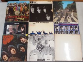 VINYL RECORDS  a box of Beatles and Rolling Stones Lp's with Let It Be, Abbey Road etc Condition