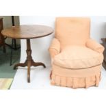 A lot comprising a late 19th century upholstered armchair, 79cm high x 77cm wide x 92cm deep and a