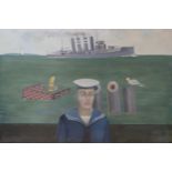 MICHAEL ROSCHLAU (GERMAN B.1942)  MARINE  Oil on canvas, signed lower right, dated (19)72, 90 x