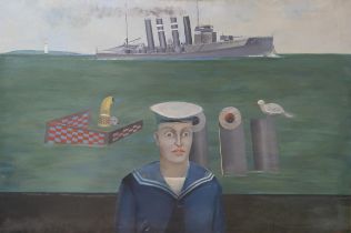 MICHAEL ROSCHLAU (GERMAN B.1942)  MARINE  Oil on canvas, signed lower right, dated (19)72, 90 x