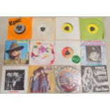 VINYL RECORDS a collection of 1980's pop, rock and new wave 7" singles with Blondie, XTC, Kraftwerk,