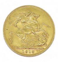 GEORGE V (1910-1936) 1 Sovereign 1913 Obverse bust of King George V facing left legend around