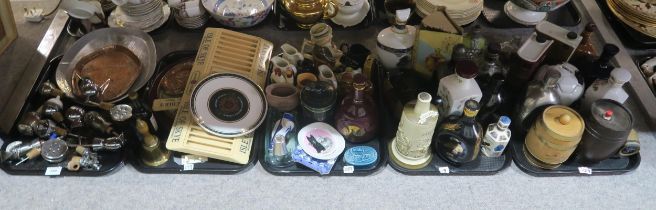 A collection of whisky optics, decanters, jugs, framed labels etc Condition Report:Available upon