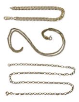 A 9ct fancy marine style chain bracelet, length 18.7cm, together with a 9ct gold curb chain,