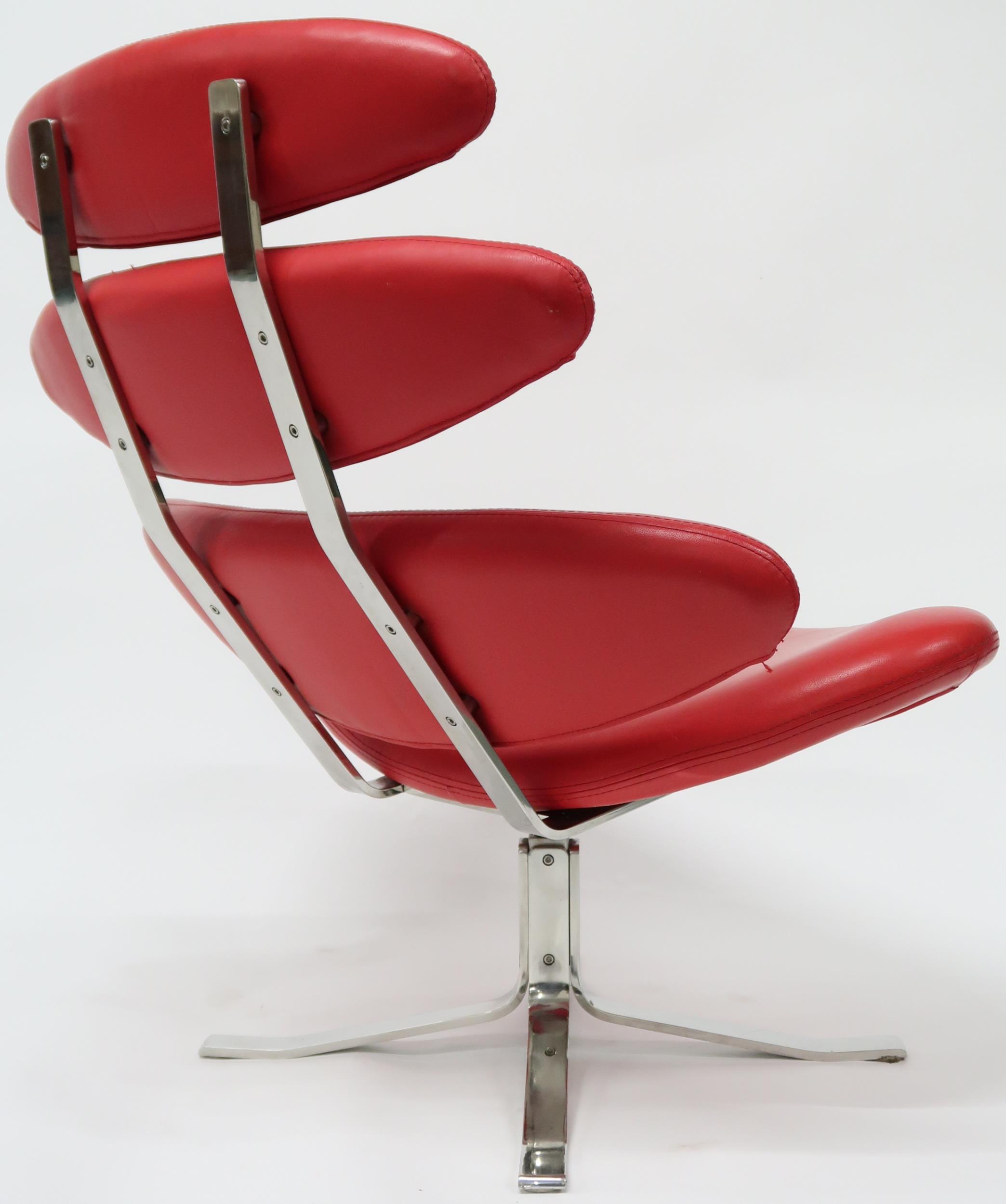 A CONTEMPORARY AFTER POUL VOLTHER "EJ5 CORONA" LOUNGE CHAIR AND STOOL  chair with graduating oval - Image 9 of 14