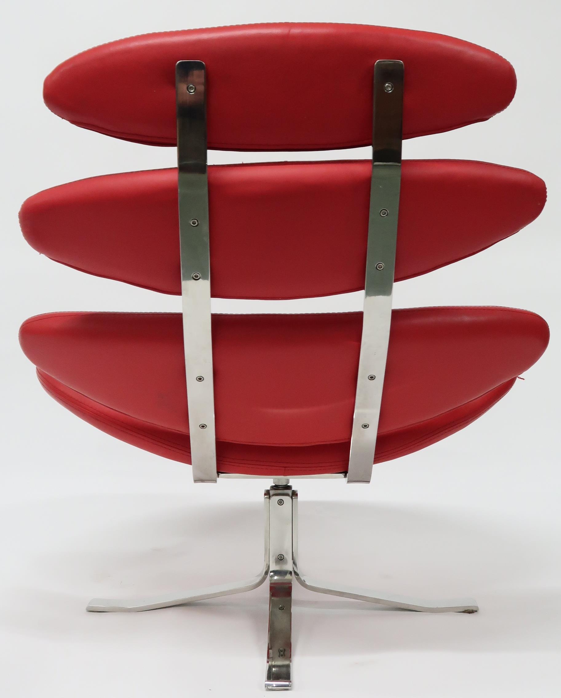 A CONTEMPORARY AFTER POUL VOLTHER "EJ5 CORONA" LOUNGE CHAIR AND STOOL  chair with graduating oval - Image 12 of 14