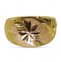 A Chinese gold ring, stamped 96.5%, size Q1/2, weight 3.7gms Condition Report:Available upon