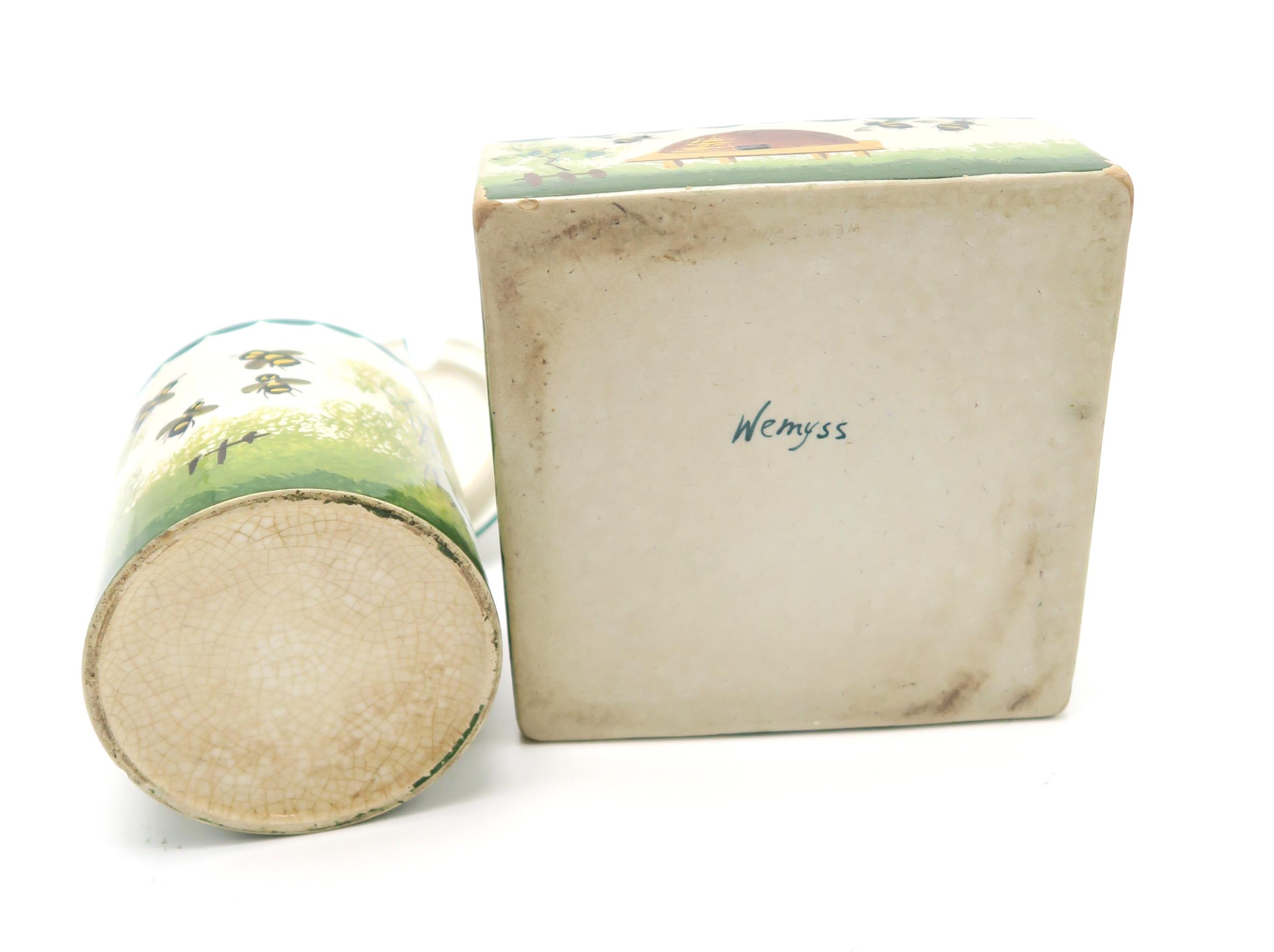 A Wemyss ware honey box and cover with stand, another honey box and cover and a cylindrical honey - Image 5 of 6