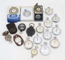A collection of 20th century stopwatches, comprising examples by Seiko, Hanhart, Junhans and Record,