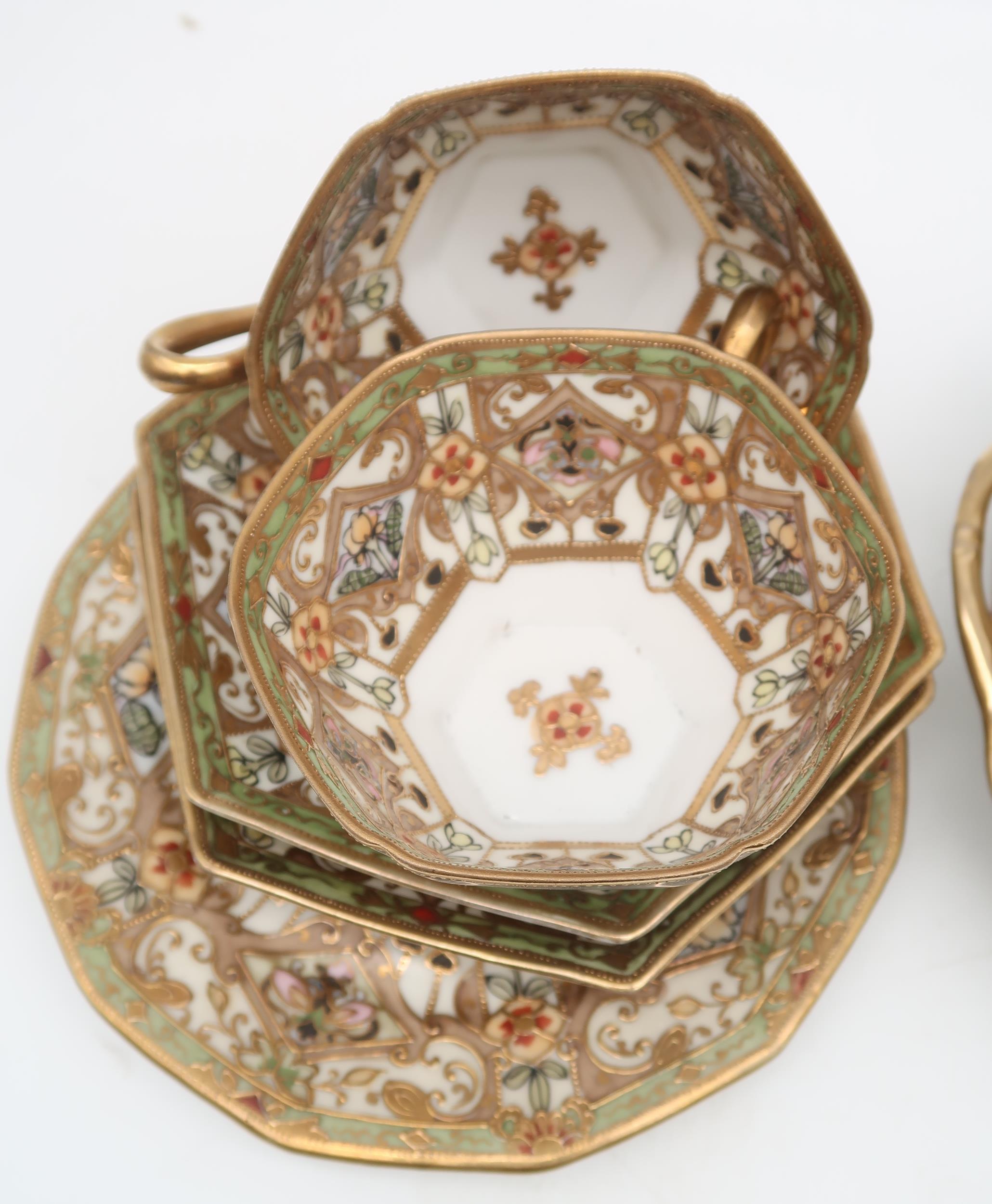 A Noritake tea set the white ground with gilt and coloured decoration Condition Report:Available - Image 2 of 2