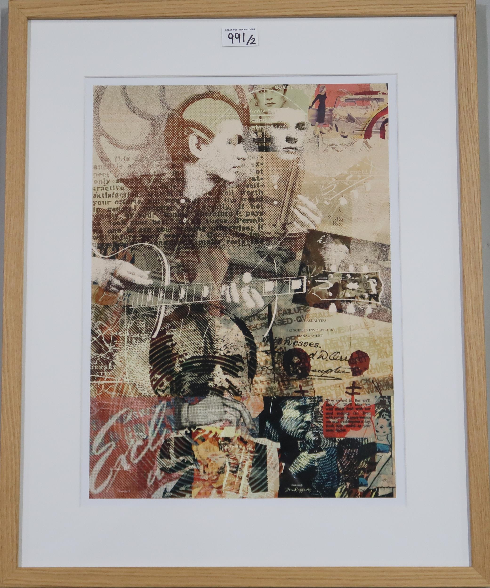 JIM RAFFERTY (CONTEMPORARY SCHOOL)  LONNIE DONEGAN  Print multiple, 46 x 34cm  Together with a - Image 3 of 3