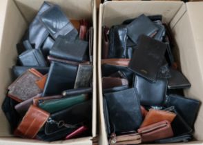 A lot of two boxes of predominantly leather gents wallets (2) Condition Report:Available upon