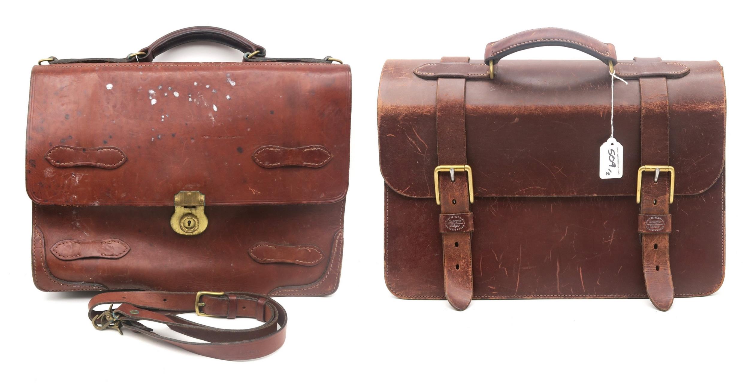 An Officer's Briefcase by Mackenzie Leather of Edinburgh, with another similar by McRostie of