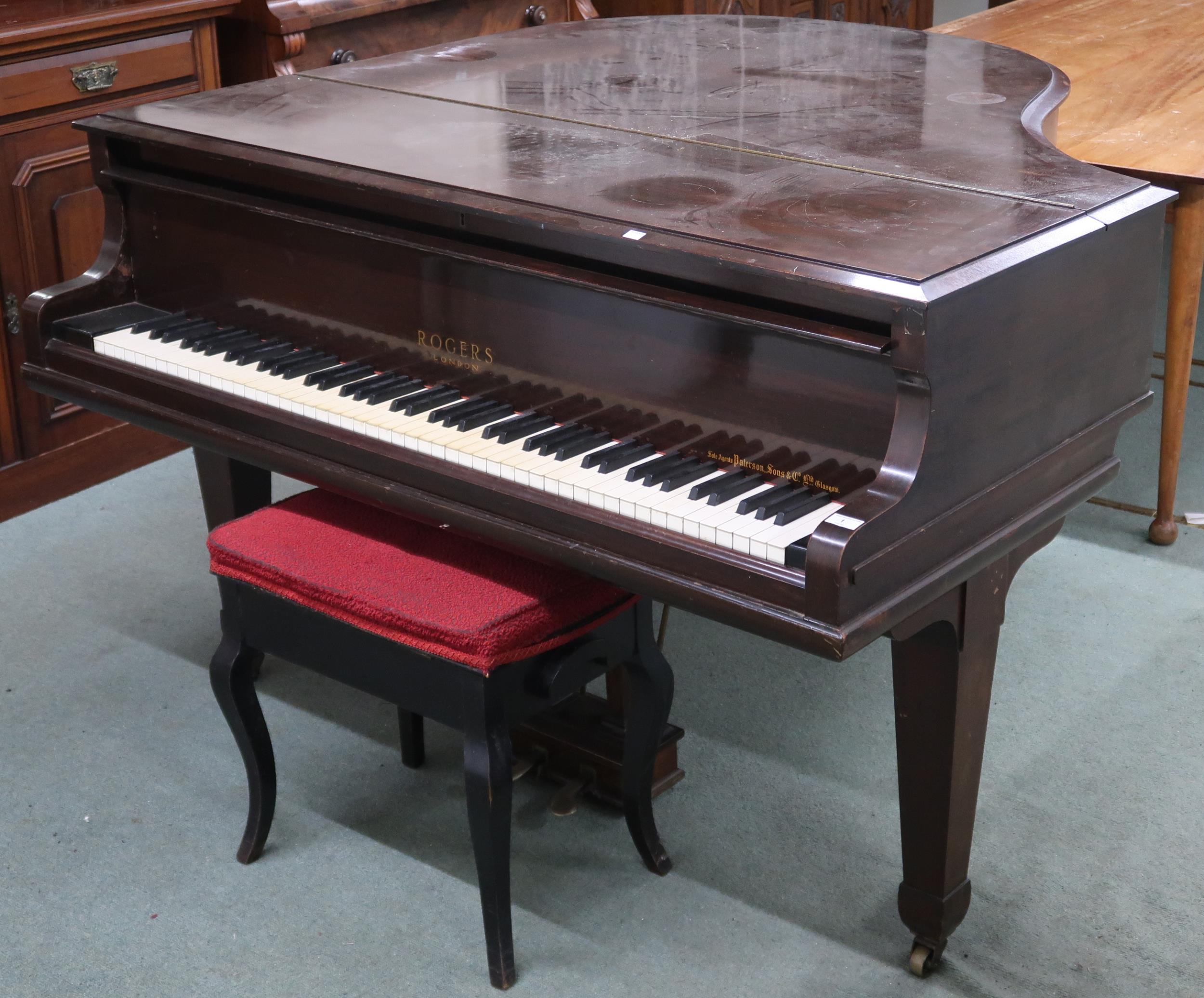 A Victorian mahogany case George Rogers & Sons, London baby grand piano, serial number 48855 and - Image 7 of 7