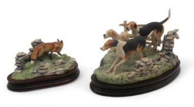 Border Fine Arts group Forrard Away, modelled as three hounds chasing a fox, model No. L64 by
