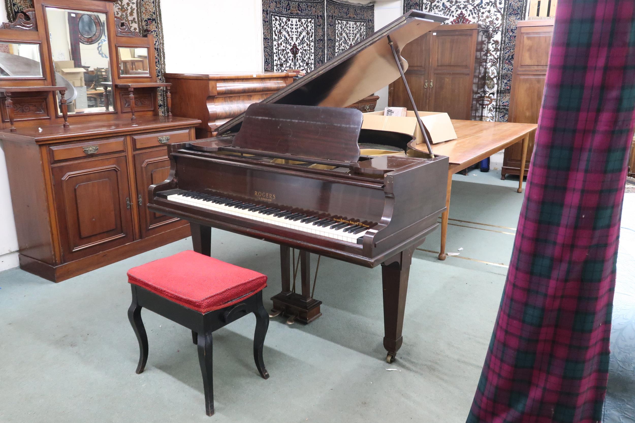 A Victorian mahogany case George Rogers & Sons, London baby grand piano, serial number 48855 and - Image 2 of 7
