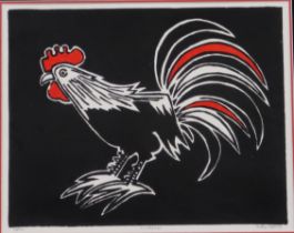 JOHN POTTER (CONTEMPORARY SCHOOL)  COCKEREL  Woodcut, signed lower right, numbered 15/100, 24 x 31cm