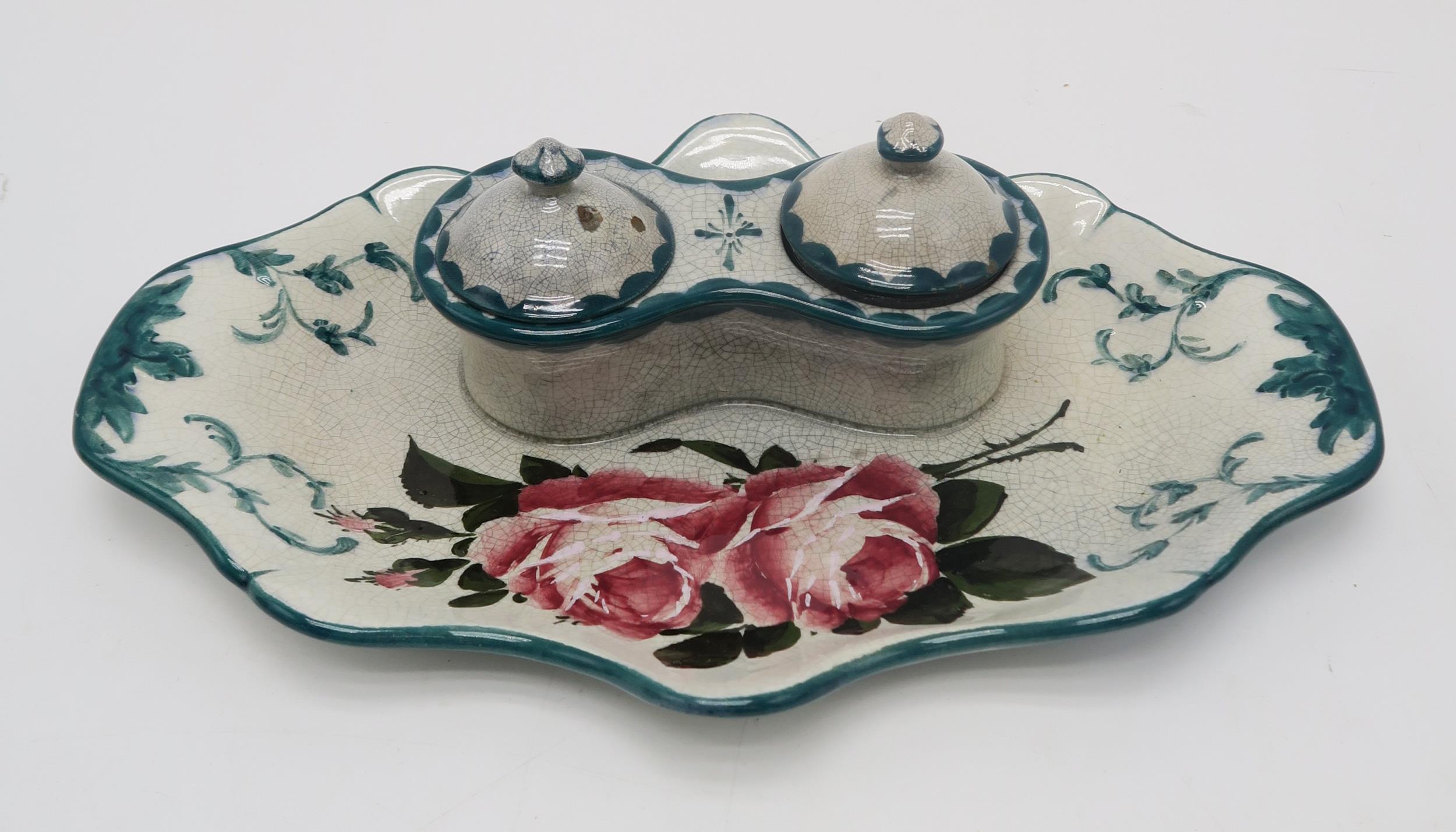 A collection of Wemyss ware all painted with cabbage roses including a tankard 14cm high, a wavy rim - Image 3 of 5