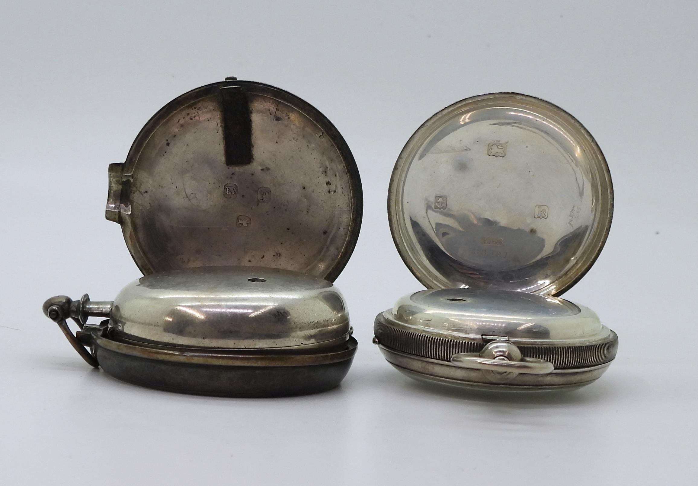 A silver pair cased pocket watch with Birmingham hallmarks to both case and watch for 1845, together - Image 3 of 4