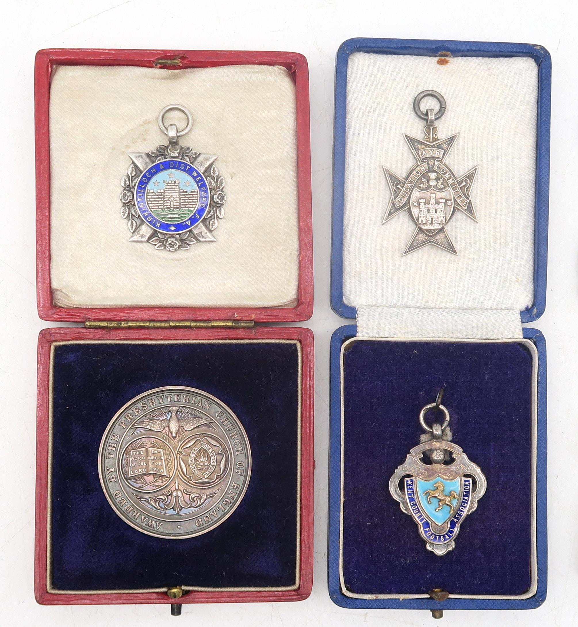A silver and enamel Kirkintilloch & District Welfare F.A. fob medal by Thomas Fattorini, Birmingham, - Image 2 of 2