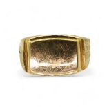 A bright yellow metal signet ring, (stamped 22c) size W, weight 11.8gms Condition Report:Available