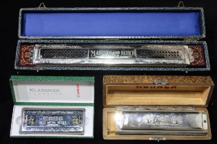 HOHNER a Hohner Marine Band Tremolo harmonica together with a Hohner Chromonika III and a Hohner