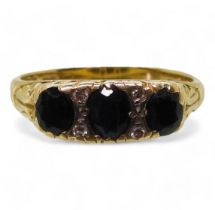 An 18ct gold sapphire and diamond ring, size N, weight 4.1gms Condition Report:Available upon
