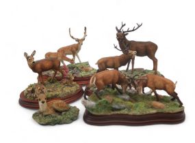 Border Fine Arts deer groups including Red Stag, no 307/750, In a Sunny Glade, Holding the High