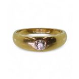 An 18ct gold dome ring set with an estimated approx 0.15ct old cut diamond, size K1/2, weight 4.5gms