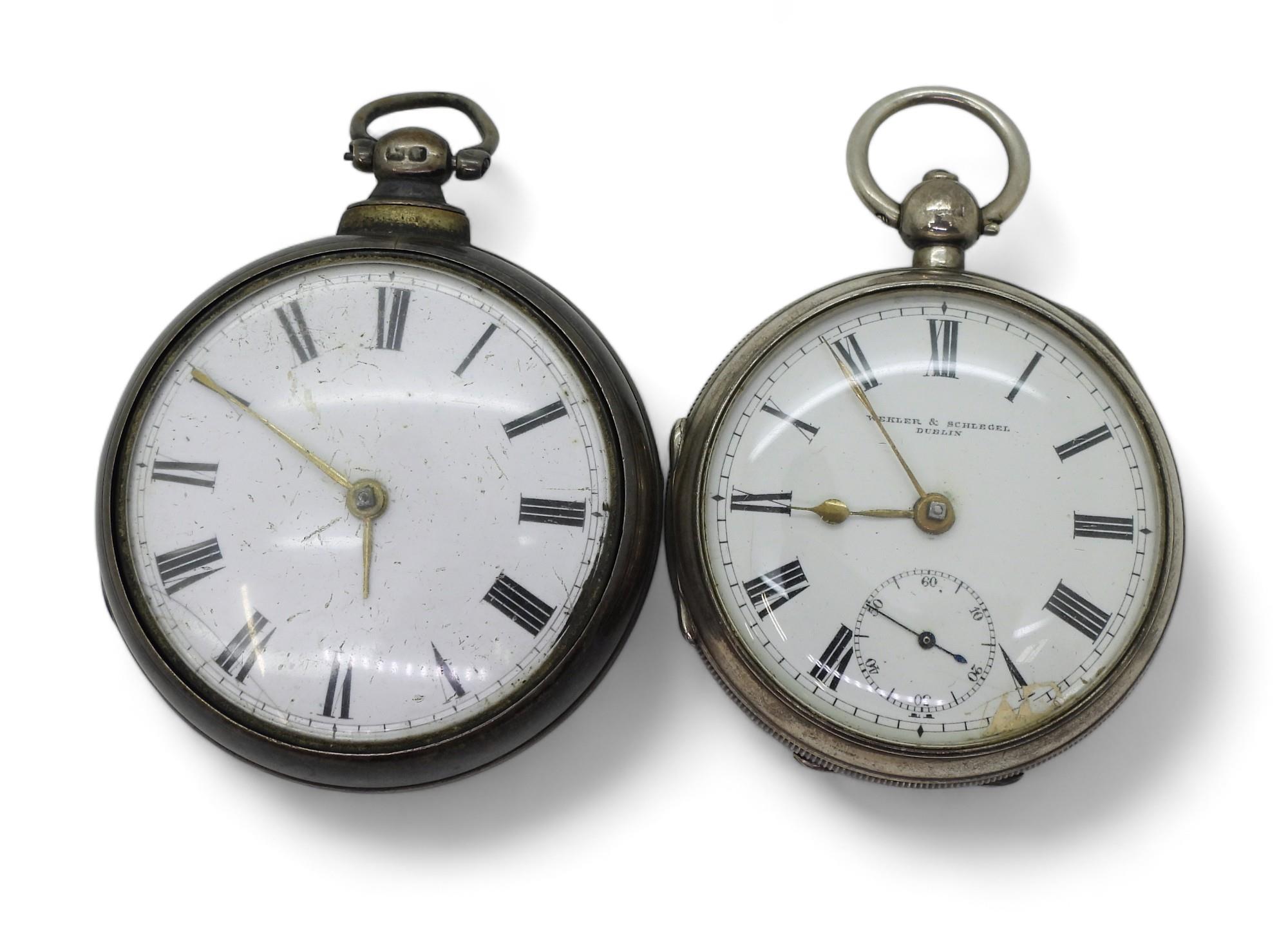 A silver pair cased pocket watch with Birmingham hallmarks to both case and watch for 1845, together