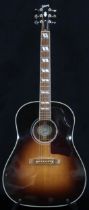 GIBSON a Gibson Southern Jumbo electro acoustic six string guitar in brown burst with a tortoise