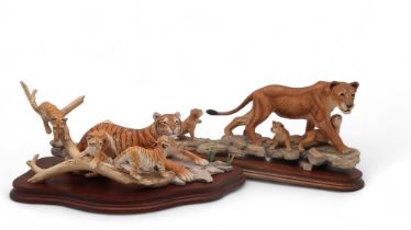 Four Border Fine Arts Limited Edition big cat groups including Bengal Tigress and Cubs, 57/750,