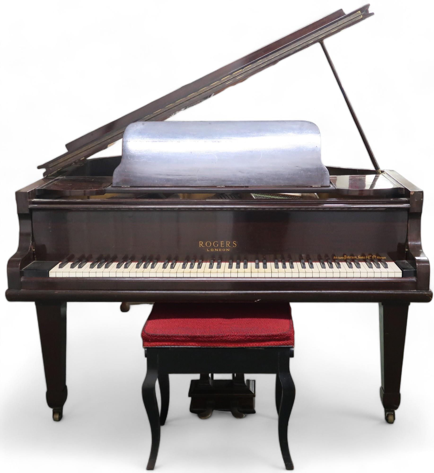 A Victorian mahogany case George Rogers & Sons, London baby grand piano, serial number 48855 and
