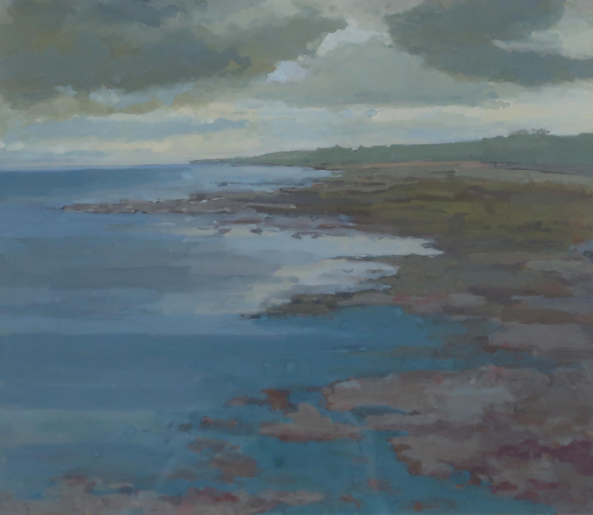 IRENE HALLIDAY RSW (SCOTTISH b.1931)  SCOTTISH COASTAL LANSCAPE  Gouache, signed lower right, 28 x