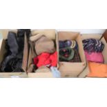 A lot of three boxes of assorted gents clothes to include sheepskin coat, knitwear and hats (3)