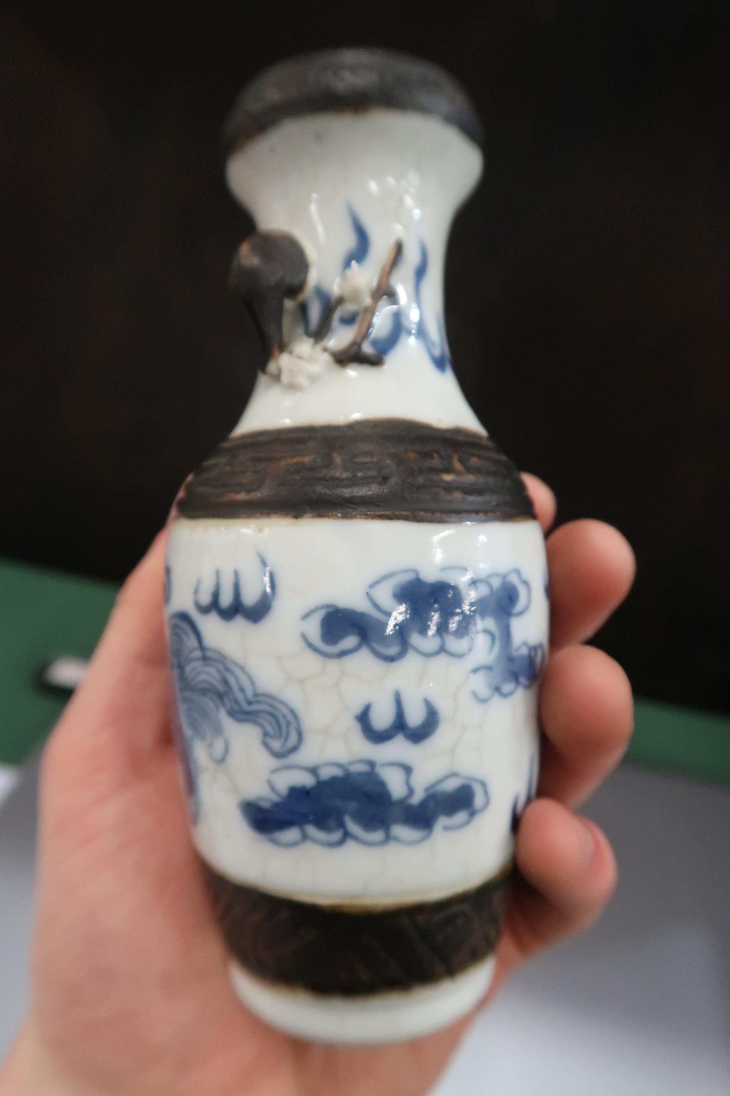 A Nanking 'Warriors' ginger jar, 22cm, a smaller example, 13cm, two Japanese blue and white - Image 28 of 31