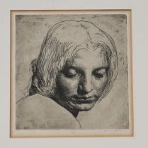 JOHN BULLOCH SOUTER (SCOTLAND 1890-1971)  HEAD OF A CANADIAN WOMAN  Etching, signed lower right,