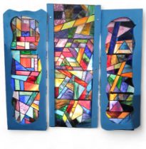 A collection of stained glass panels Condition Report:Available upon request