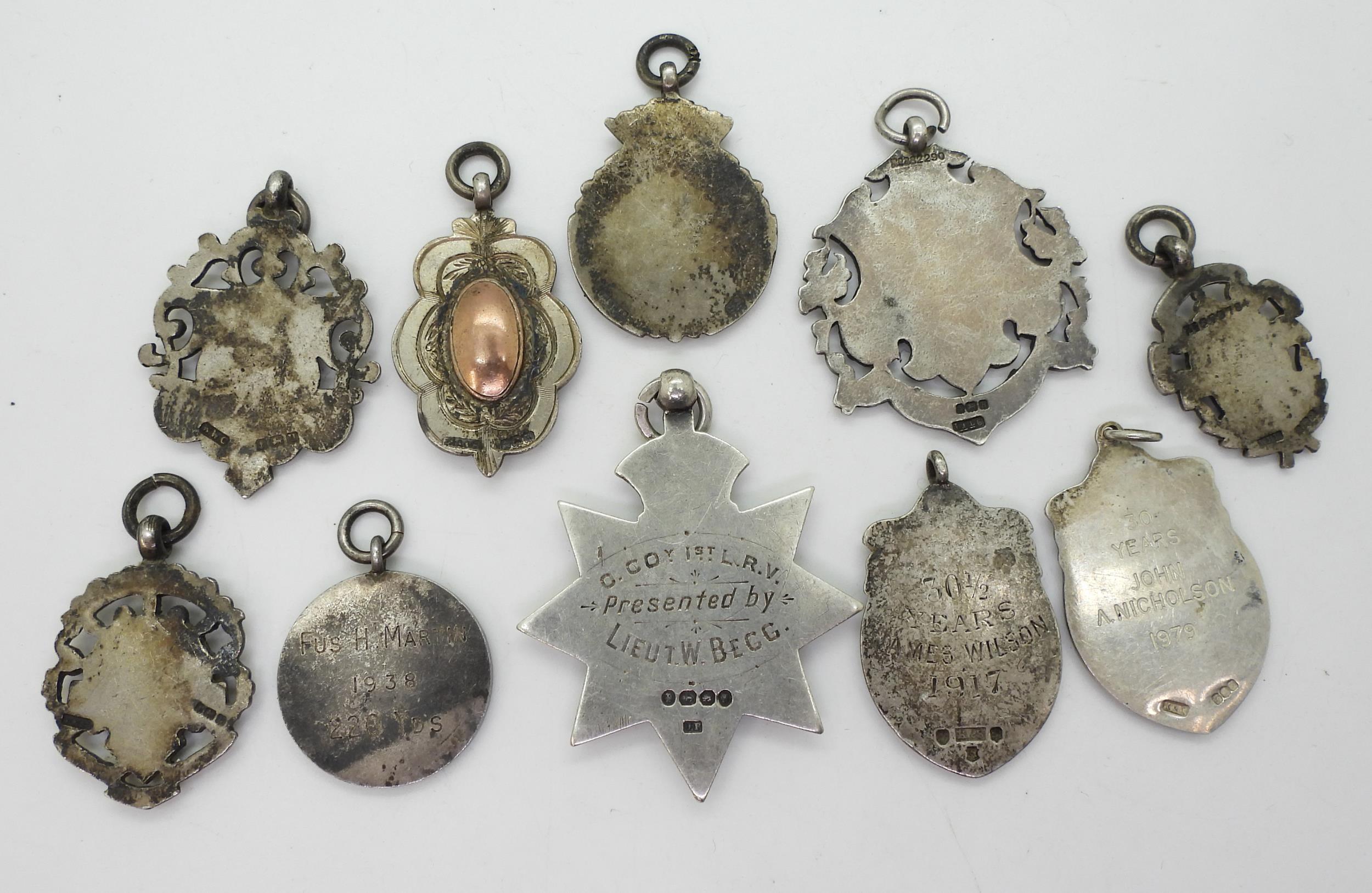 Various silver award medallions to include a Scots Guard example dated 1889, A further enamelled - Image 2 of 2